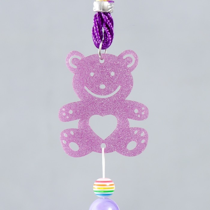 Музыка ветра пластик, металл Музыка ветра пластик, металл "Мишка с сердечком" 6 колокольчиков МИКС 41 см