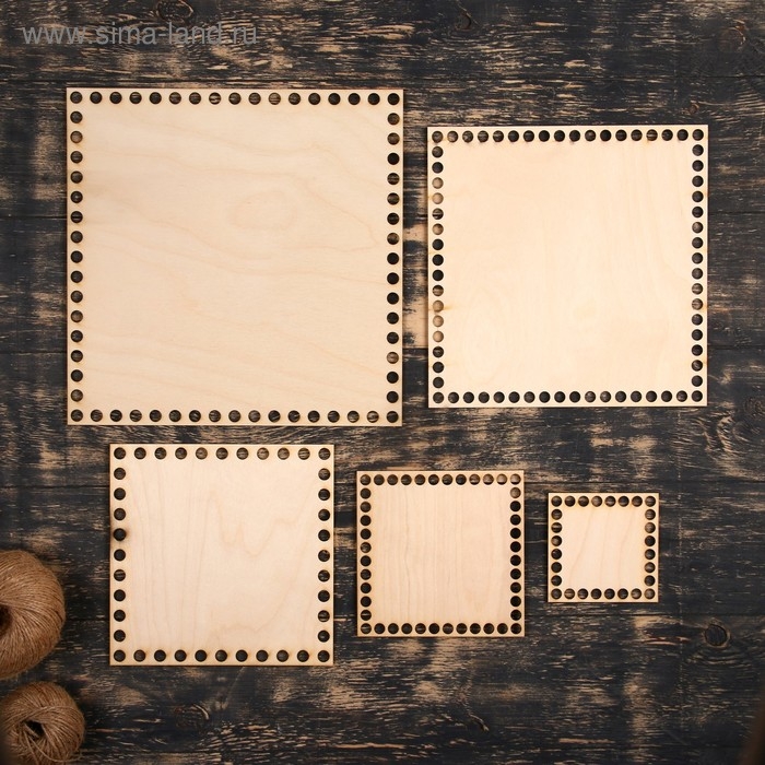 Набор заготовок для вязания Набор заготовок для вязания "Квадрат" (5 в 1), донышко фанера 3 мм, 10/15/20/25/30 см