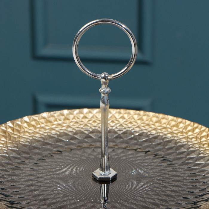 Блюдо 2-х ярусное «Барокко», d=21/28 см, цвет чёрный с золотом