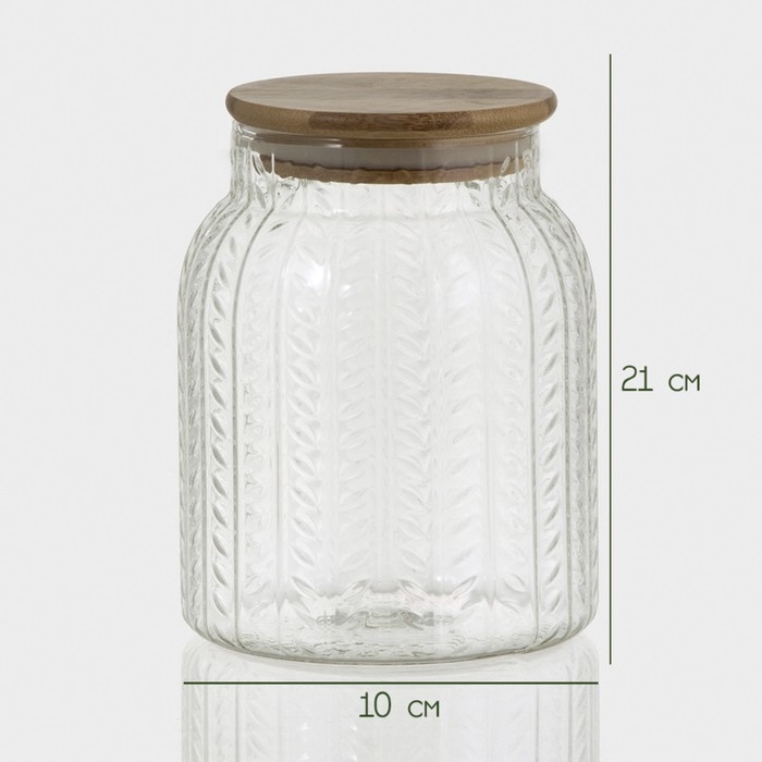 Банка стеклянная для хранения сыпучих продуктов BellaTenero «Эко. Хрусталик», 1 л, 11×14,5 см, с бамбуковой крышкой