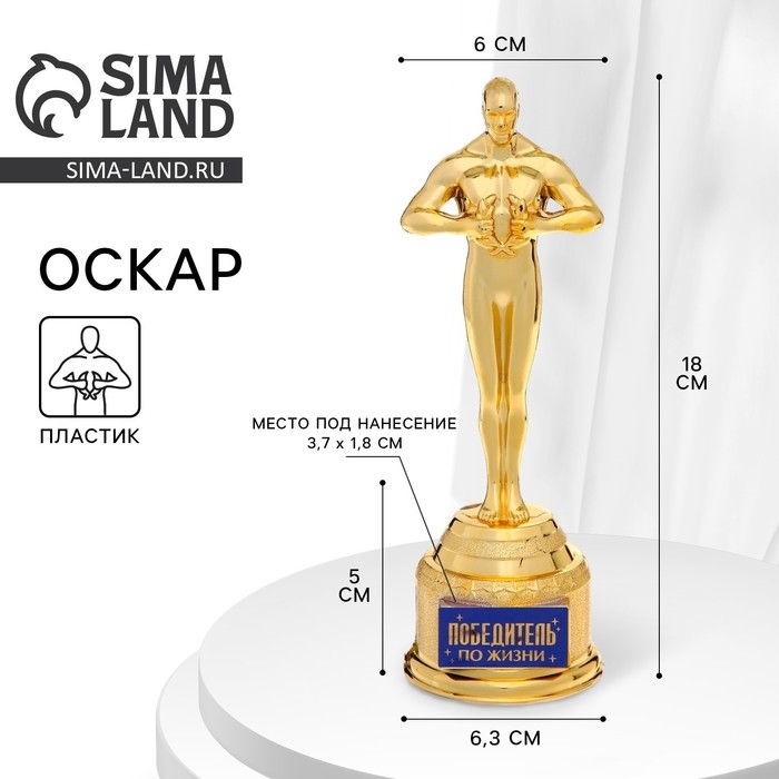 Кубок наградная фигура &laquo;Победитель по жизни&raquo;, оскар, пластик, 18 х 6,3 см.