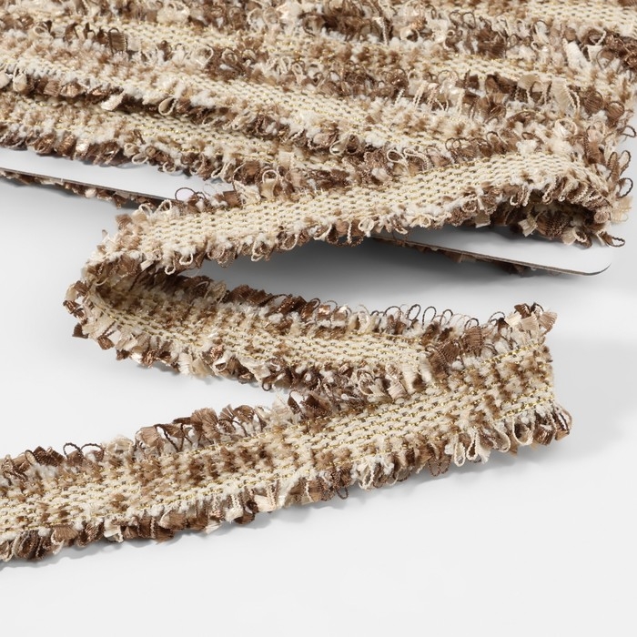 Тесьма декоративная «Твидовая», двусторонняя, 30 мм, 5 ± 0,5 м, цвет кофейный Тесьма декоративная «Твидовая», двусторонняя, 30 мм, 5 ± 0,5 м, цвет кофейный