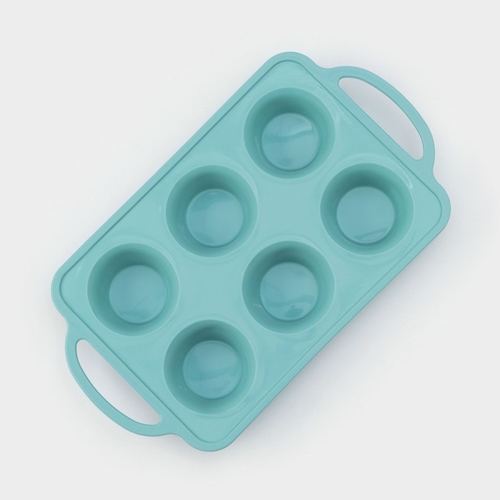Форма для выпечки «Фигуры. Круг», 32,5×18,5×4 см, 6 ячеек, (7×7×4 см), цвет бирюзовый Форма для выпечки «Фигуры. Круг», 32,5×18,5×4 см, 6 ячеек, (7×7×4 см), цвет бирюзовый