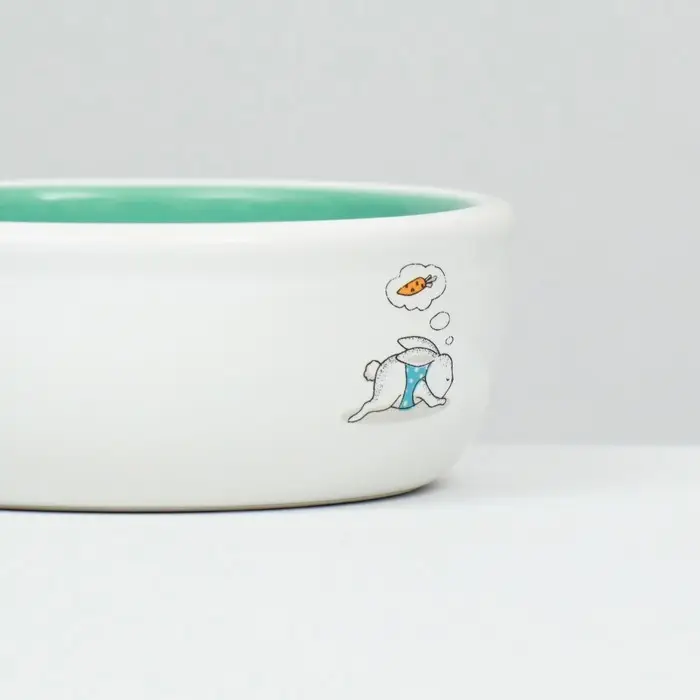 Миска керамическая для кроликов 200 мл  10 х 3,7 см, мятная/белая