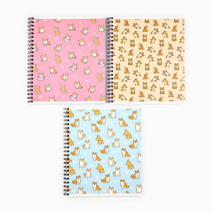 Тетрадь А5, 48 л на спирали, внутренний блок №1 МИКС &laquo;Корги&raquo;
