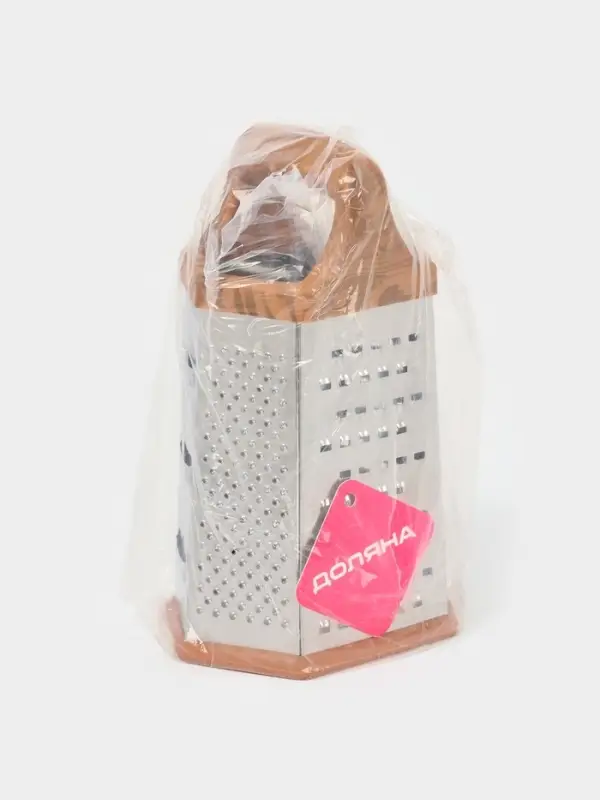 Тёрка шестигранная Доляна &laquo;Деревушка&raquo;, 12.7&times;10&times;21 см, нержавеющая сталь, коричневая