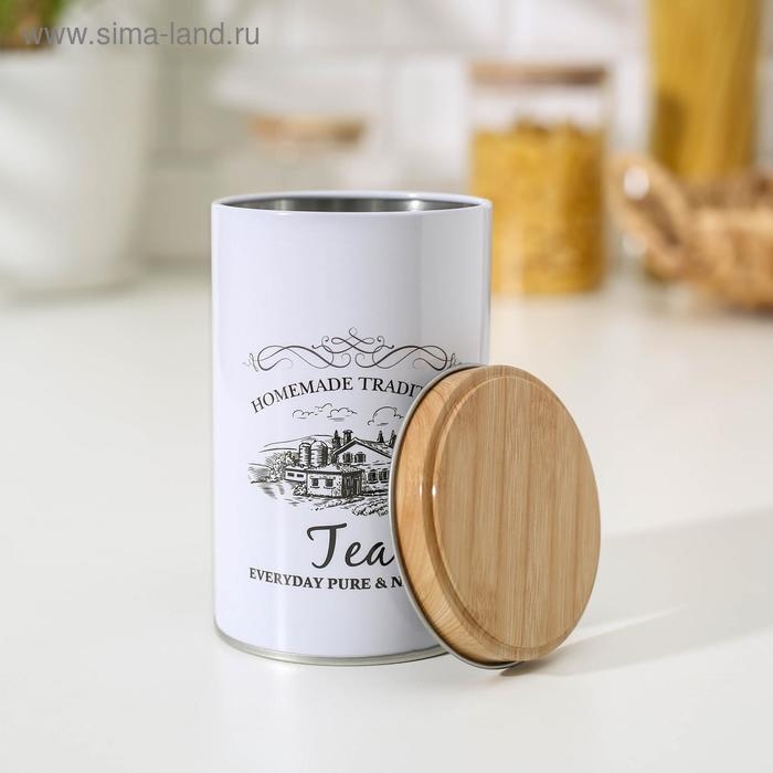 Банка для чая &laquo;Дом и поле&raquo;, 12&times;7,5&times;7,5 см, цвет белый