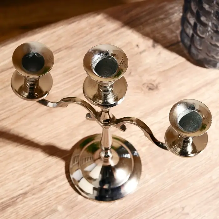 Подсвечник алюминий  Подсвечник алюминий "Власть" на 3 свечи 9х22х26 см