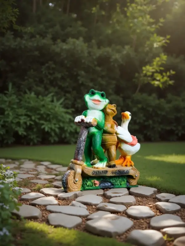 Садовая фигура из полистоуна &laquo;Зверюшки на самокате&raquo;, 30&times;10.5&times;28 см