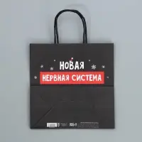 Пакет подарочный новогодний крафтовый &laquo;Нервы&raquo;, 22&times;22&times;11 см