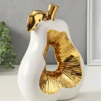 Сувенир керамика "Срез груши" белый с золотом 10х18х24,5 см Сувенир керамика "Срез груши" белый с золотом 10х18х24,5 см