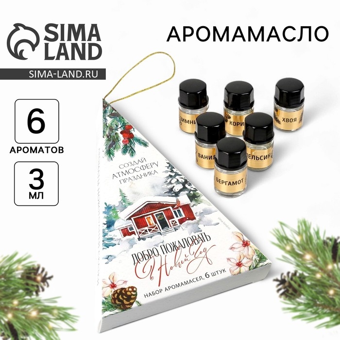 Аромамасла новогодние «Добро пожаловать в Новый год», на Новый год, набор 6 шт, 3 мл Аромамасла новогодние «Добро пожаловать в Новый год», на Новый год, набор 6 шт, 3 мл