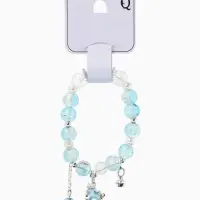 Браслет с подвесками &laquo;Сахарный. лошадка&raquo;, d=6 см, шар №10/8, белый, голубой в серебре