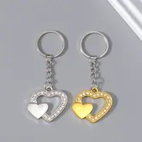 Брелок металл "Двойное сердце" стразы МИКС 3,3х3,7 см