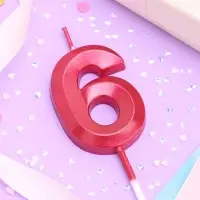 Свеча в торт на шпажке «Цифра 6», красная, 5 см