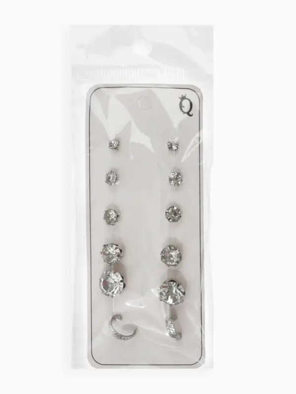 Серьги пусеты 6 пар &laquo;Романтика&raquo; круги, белые в серебре