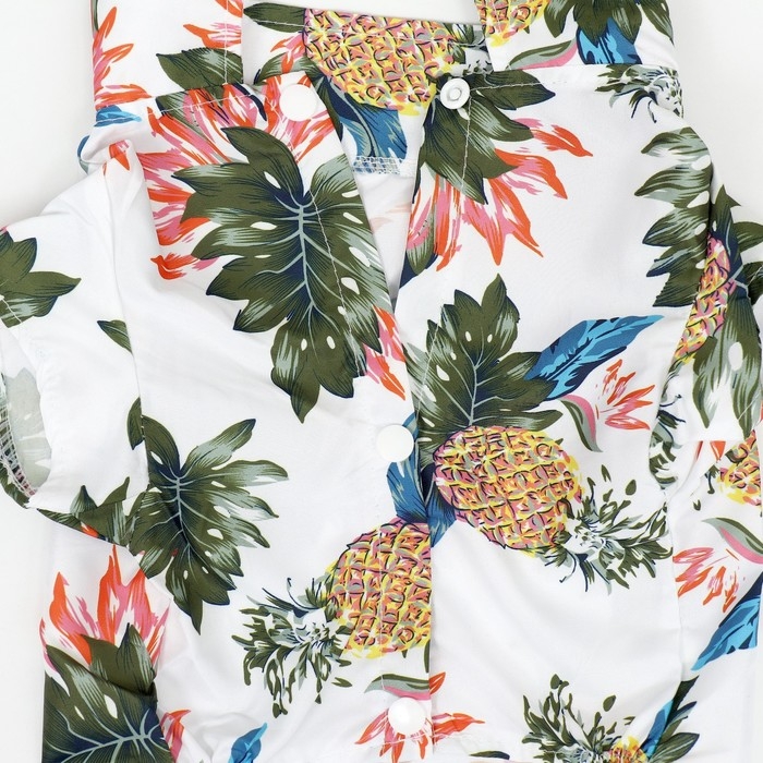 Рубашка для собак  Рубашка для собак "Тропики", L (ДС 28, ОГ 36, ОШ 26 см), белая