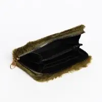 Кошелёк маленький, пушистый, на молнии, зелёный