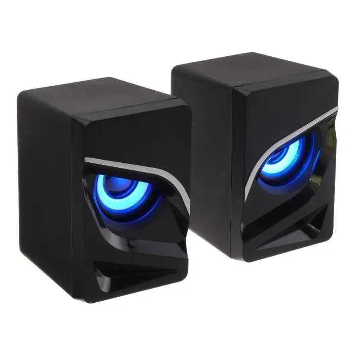 Компьютерные колонки Qumo Rage AS005, 2.0, 2x5 Вт, подсветка, Jack 3.5 мм, USB, черные Компьютерные колонки Qumo Rage AS005, 2.0, 2x5 Вт, подсветка, Jack 3.5 мм, USB, черные