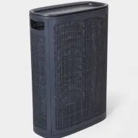 Плетёная корзина для белья с крышкой &laquo;Лён&raquo;, 45 л, 43&times;20&times;60 см, графит