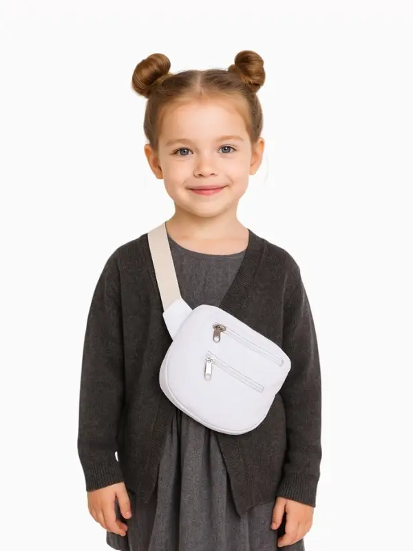 Сумка детская поясная на молнии, наружный карман, белая