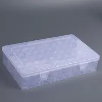 Органайзер для хранения мелочей, 60 баночек, в контейнере, 28&times;17&times;5.5 см, прозрачный