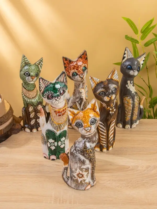 Сувенир «Кошка в ошейнике», 10×4×30 см, дерево, МИКС