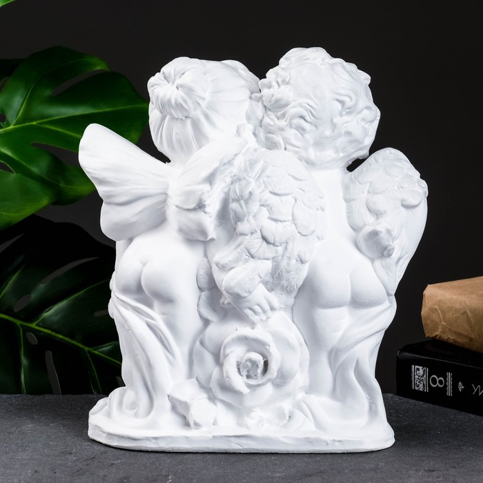 Фигура Фигура "Ангел и Фея с розой" белый 12х26х24см