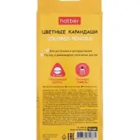 Карандаши 12цв, Hatber, заточ, трехгр, коробка, европодвес 94019