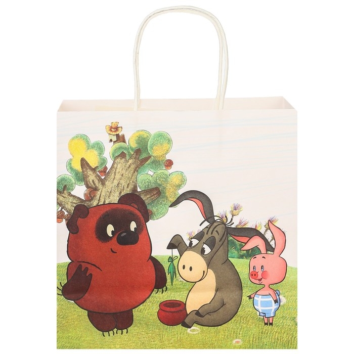 Пакет подарочный, 22х22х11 см, крафт, упаковка, Винни-Пух Пакет подарочный, 22х22х11 см, крафт, упаковка, Винни-Пух