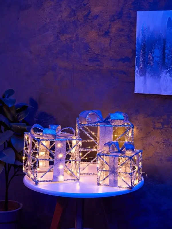 Фигура световая &laquo;Кубы серые&raquo;, 25&times;20&times;15 см, 90 LED, от батареек AAx8, свечение тёплое белое