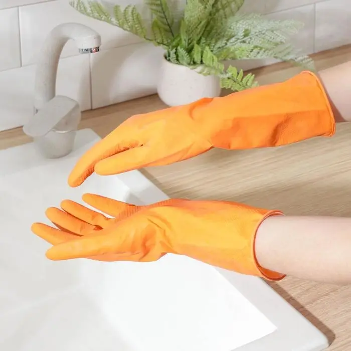 Перчатки хозяйственные Доляна, размер M, латексные, цвет МИКС Перчатки хозяйственные Доляна, размер M, латексные, цвет МИКС