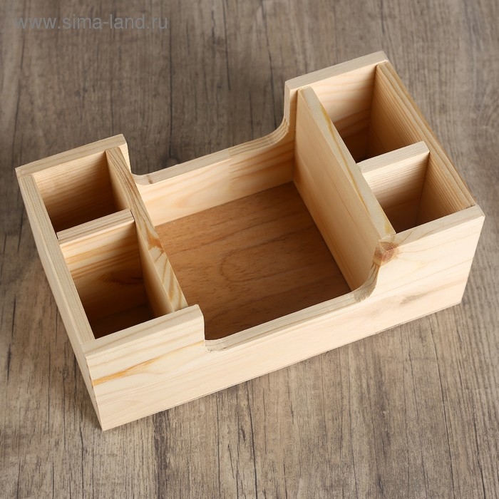Подставка Подставка "Лодочка" из СОСНЫ, с 4мя отсеками и большим отделом, 14×25×10 см