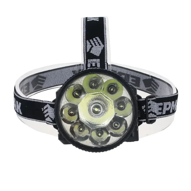 Фонарь налобный тм ЕРМАК, аккумуляторный, 8 ярк.+ 0,5 Вт LED, вилка 220В, 8,8x7,4х8,5см