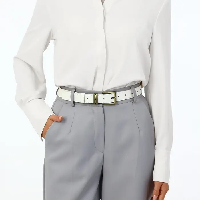 Ремень женский с винтом, 110&times;2.5 см, пряжка металл, золотистая, белый