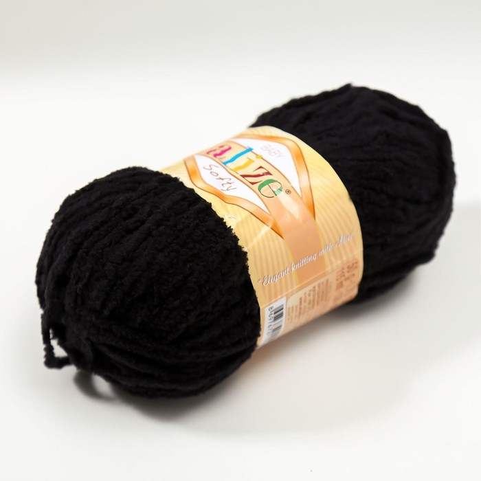 Пряжа Пряжа "Softy" 100% микрополиэстер 115м/50гр (60 черный)