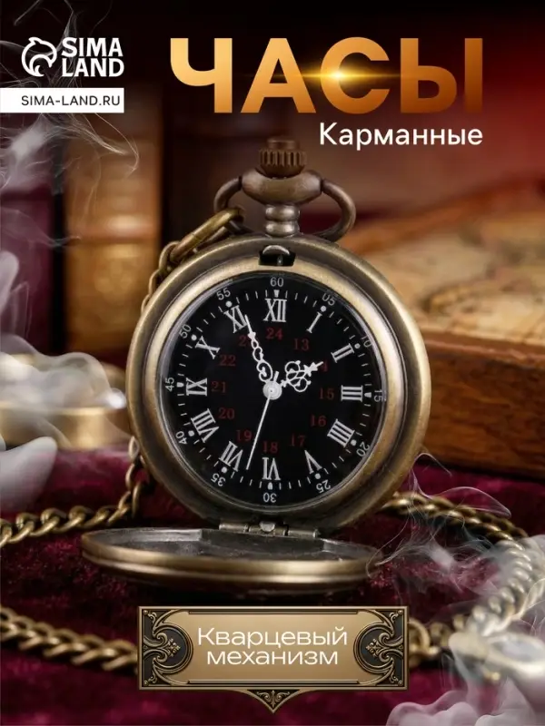 Часы карманные &laquo;Бонжур&raquo;, кварцевые, диаметр циферблата 4 см, 5.5&times;4.5 см, золотистые