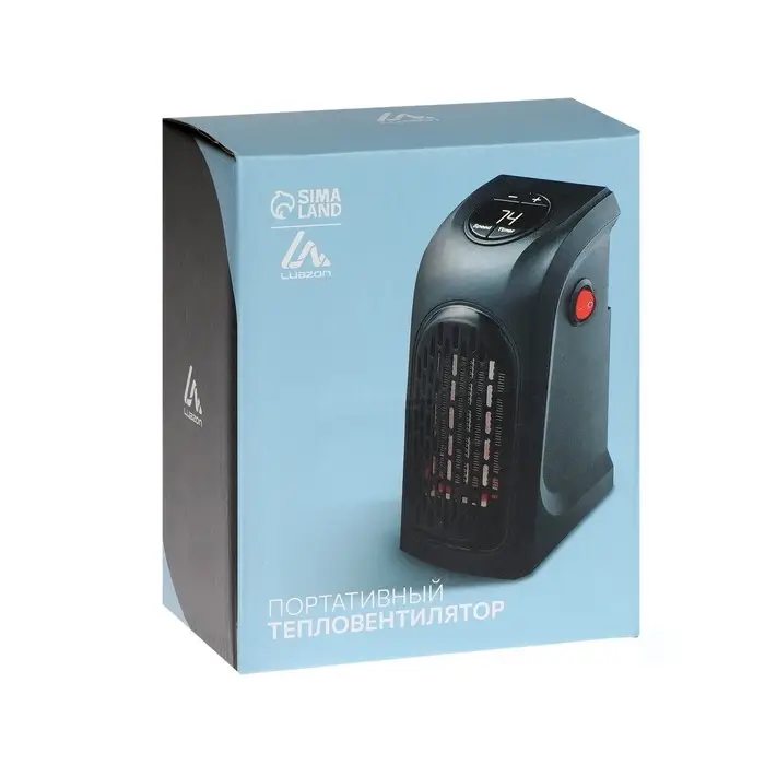 Тепловентилятор электрический Luazon LTO-02, портативный, 400 Вт, 23 м&sup2;, 2 режима, чёрный