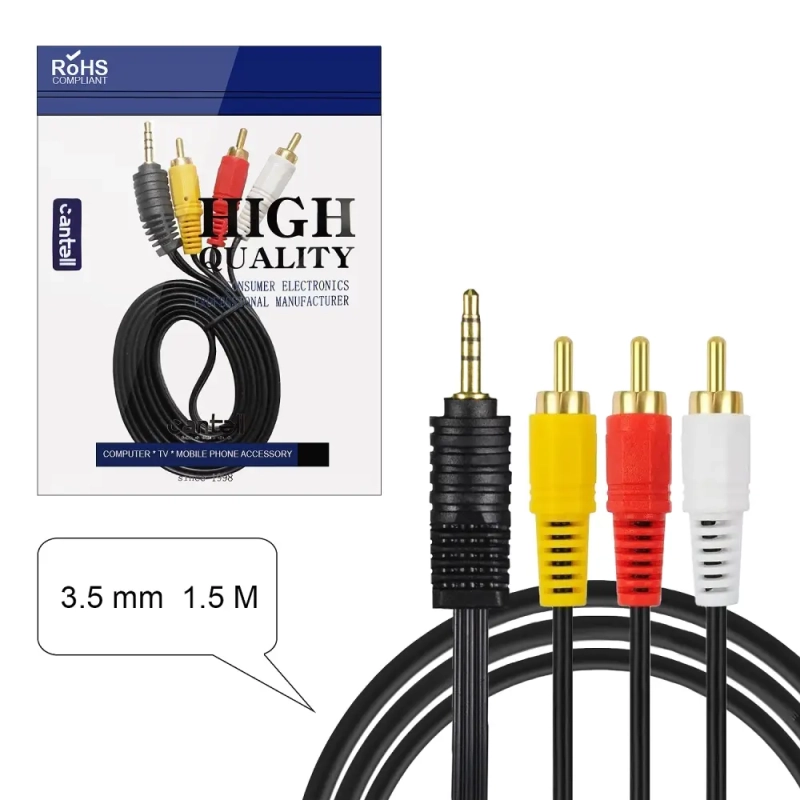 Кабель AUX 3.5 на 3 RCA никелистый 1.5M