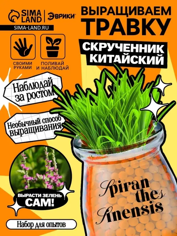 Набор для опытов &laquo;Выращиваем травку&raquo;, своими руками, оранжевый