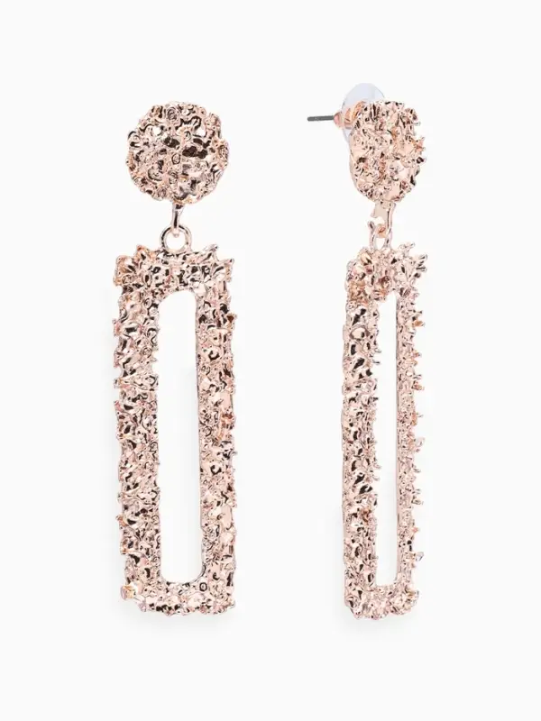 Серьги металл &laquo;Карибы&raquo;, длинный прямоугольник, цвет розовое золото