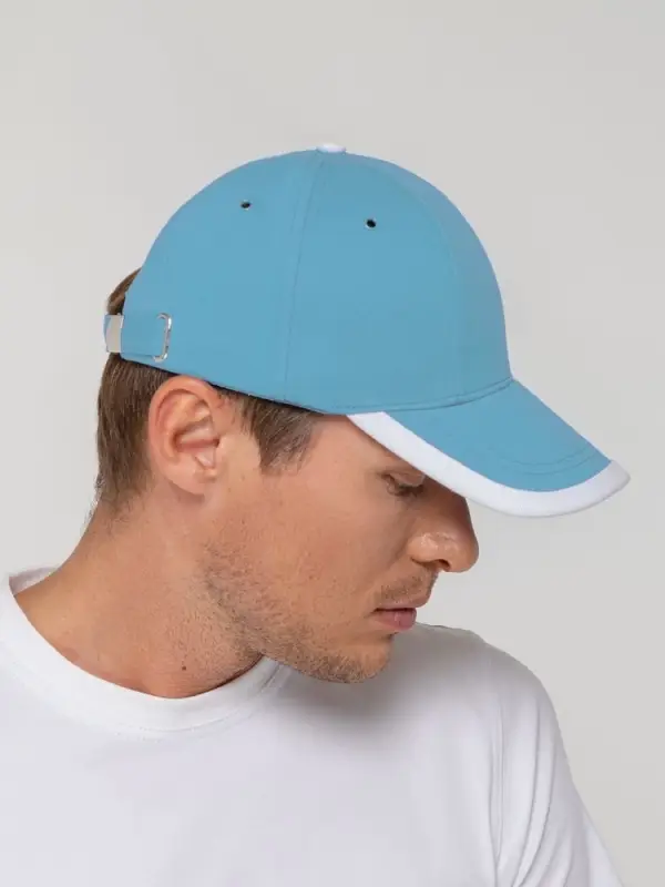 Бейсболка Honor, голубая с белым кантом Бейсболка Honor, голубая с белым кантом