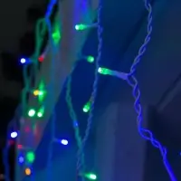 Гирлянда &laquo;Бахрома&raquo; 3&times;0.6 м, IP44, УМС, белая нить, 160 LED, свечение мульти, 220 В