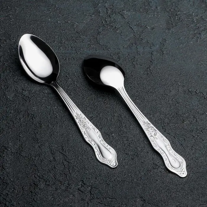 Ложка чайная «Славяна», h=14,5 см, толщина 1,2 мм, цвет серебряный Ложка чайная «Славяна», h=14,5 см, толщина 1,2 мм, цвет серебряный