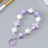 Брелок на карабине "Тюльпаны и звёзды" сиренево-перламутровый 11х4х1,5 см