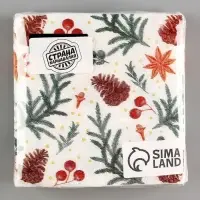 Салфетки бумажные &laquo;С Новым годом: шишки&raquo;, однослойные, 24&times;24 см, 20 шт.