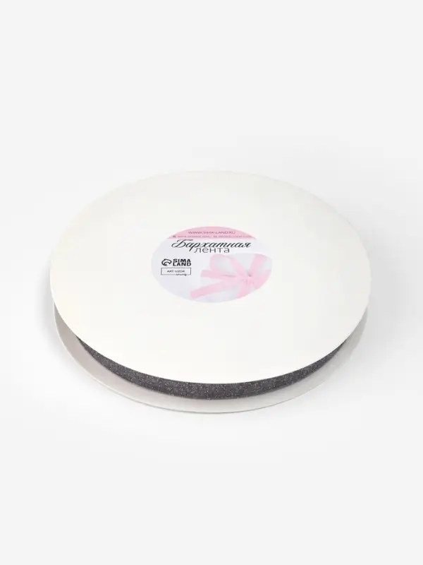 Лента бархатная, с серебряным люрексом, 20 мм, 18&plusmn;1 м, серая №184
