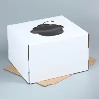 Коробка под торт с окном, &laquo;Пироженка&raquo;, с усиленным дном, белая, 30&times;30&times;19 см