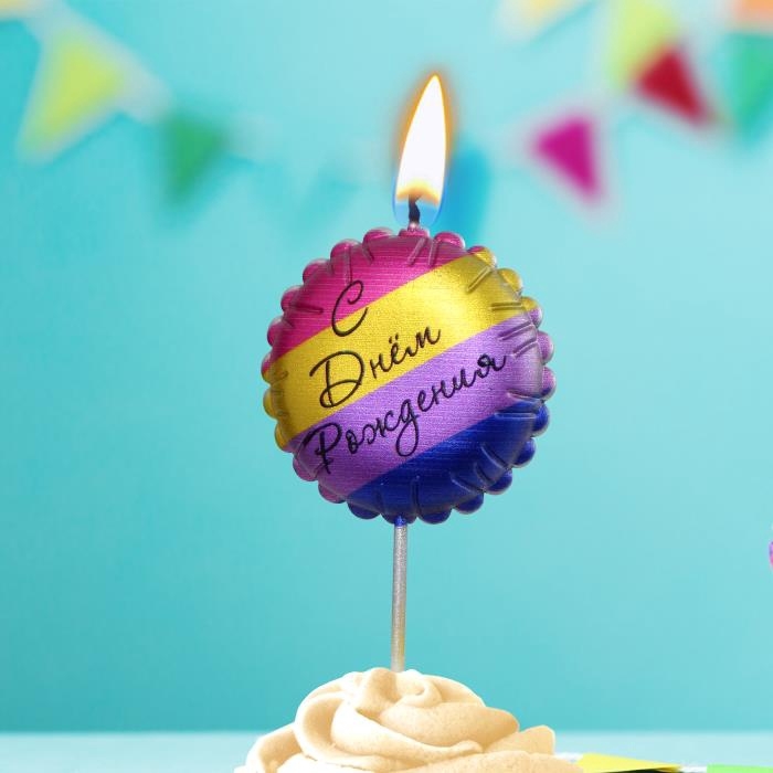 Свеча в торт  Свеча в торт "Воздушный шарик",  цветной