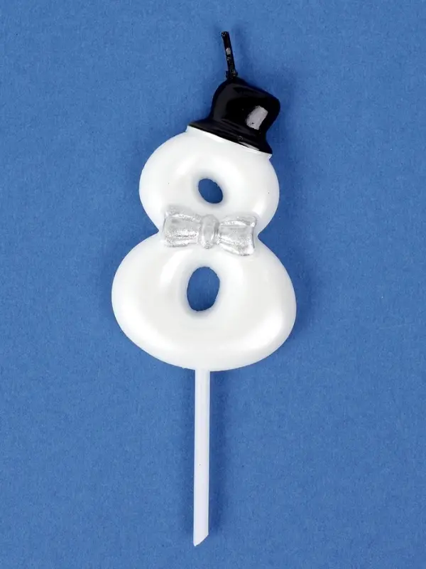 Свеча для торта «Джентельмен», цифра 8, белая Свеча для торта «Джентельмен», цифра 8, белая